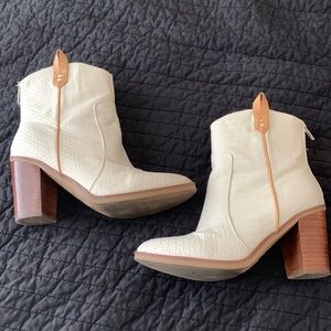 White Western Mia Heeled Booties